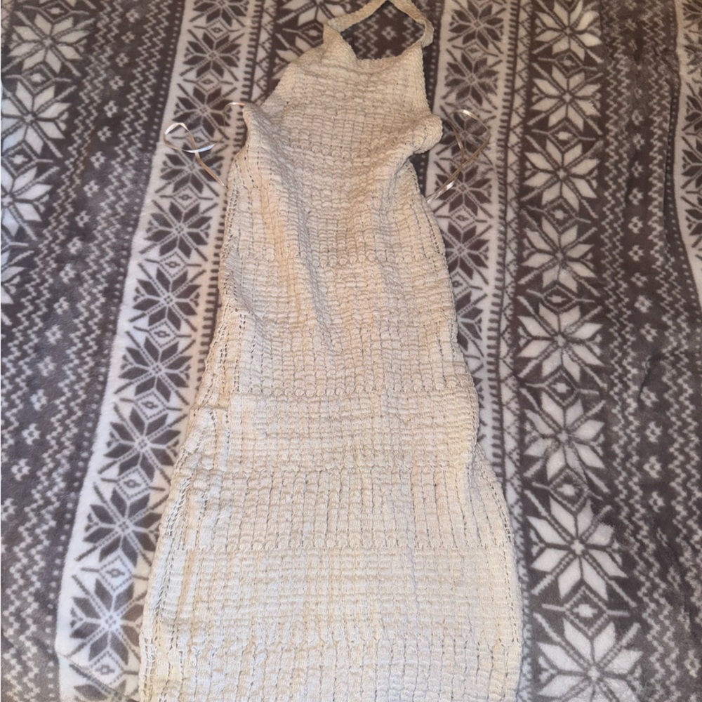Zara Cream Long Sleeve Halter Sundress